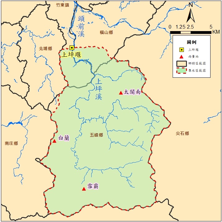 上坪堰集水區範圍圖